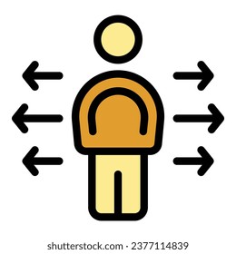 Move from comfort zone icon outline vector. Work start. Mental break color flat
