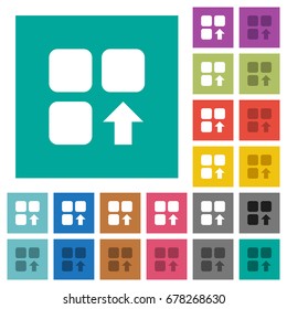 Move up component multi colored flat icons on plain square backgrounds. Included white and darker icon variations for hover or active effects.