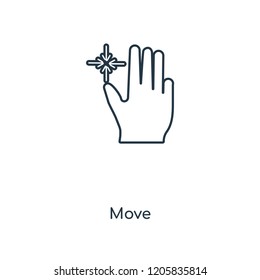 Move concept line icon. Linear Move concept outline symbol design. This simple element illustration can be used for web and mobile UI/UX.