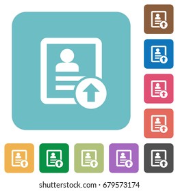 Move up contact white flat icons on color rounded square backgrounds