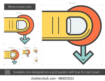 Move cursor vector line icon isolated on white background. Move cursor line icon for infographic, website or app. Scalable icon designed on a grid system.