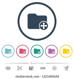 Move directory flat color icons in round outlines. 6 bonus icons included.