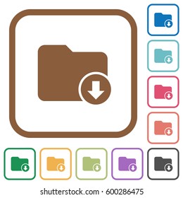 Move down directory simple icons in color rounded square frames on white background