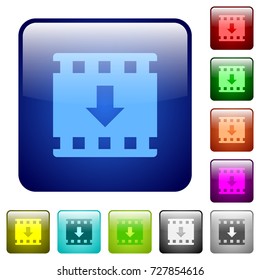 Move down movie icons in rounded square color glossy button set