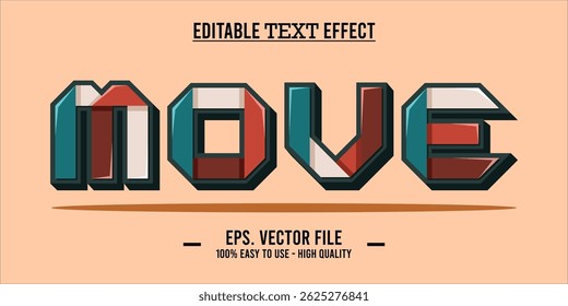 Move - Editable Wavy Colorful Striped Vector Text Effect
