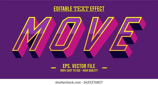 Move - Efecto de texto de Vector a rayas ondulado y colorido editable