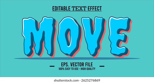 Move - Efecto de texto de Vector a rayas ondulado y colorido editable