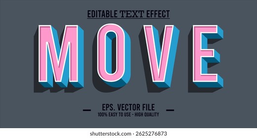 Mover - Efeito de texto de vetor listrado colorido ondulável editável
