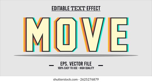 Move - Efecto de texto de Vector a rayas ondulado y colorido editable
