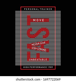 Move fast sport athletic typography , tee shirt graphics, vectors - Vector