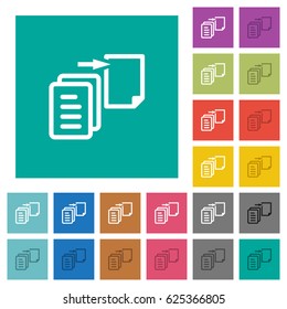 Move file multi colored flat icons on plain square backgrounds. Included white and darker icon variations for hover or active effects.