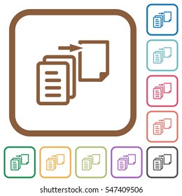 Move file simple icons in color rounded square frames on white background