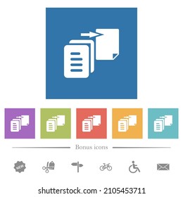 Move file solid flat white icons in square backgrounds. 6 bonus icons included.