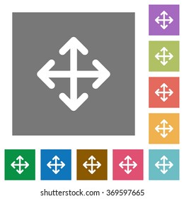 Move flat icon set on color square background.