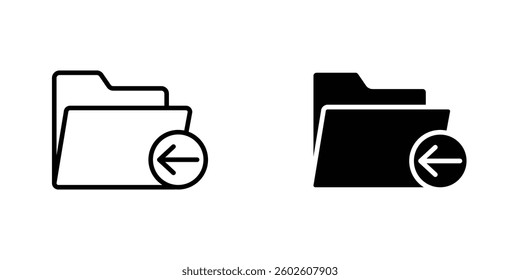 Move To Folder flat Icons in line outline and flat solid style on white background