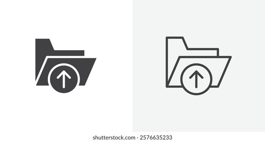 Move To Folder icon set in black flat solid and outlined style.