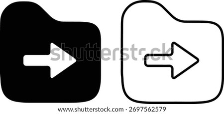 Move to folder icon vector isolated on white background, arrow pointing to folder symbol representing file transfer or organization.