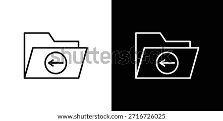 Move To Folder icons black and white vector, line icon set.