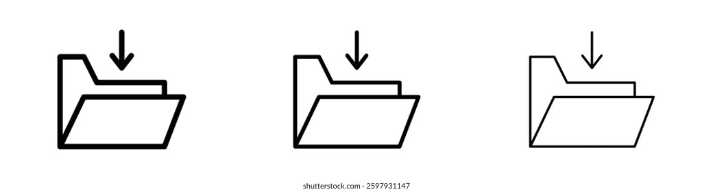 Move To Folder thin line vector icon set.