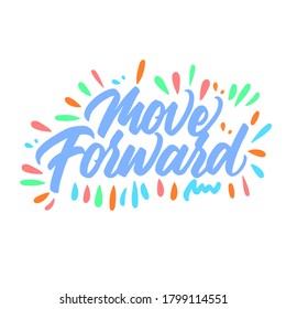 Avanzar. letras caligráficas de pincel. citas motivacionales. diseño vectorial.