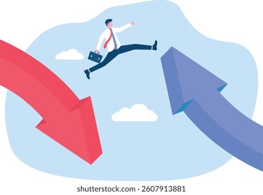 move forward, businessman hold fallen companion, Concept business vector illustration
