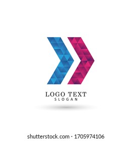 Move Forward & Next Logo. Symbol & Icon Vector Template.