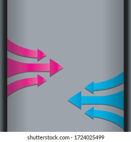 Avanzar hacia delante de las flechas rosa y azul