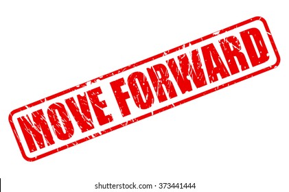 MOVE FORWARD red stamp text on white