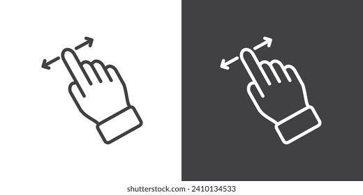 Move gesture icon, Hand touch gesture vector illustration on black and white background. Modern outline style icons.Finger touch gesture icon.