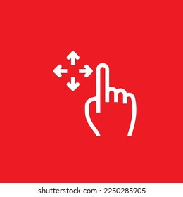Mueva el icono del gesto hacia arriba, hacia abajo, hacia la izquierda y hacia la derecha. Plantilla de recursos gráficos, ilustración vectorial.