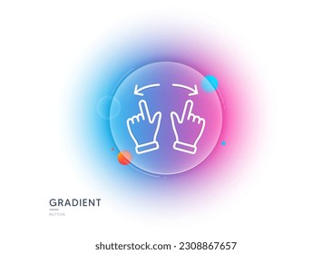 Move gesture line icon. Gradient blur button with glassmorphism. Slide arrow sign. Swipe action symbol. Transparent glass design. Move gesture line icon. Vector