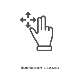 Move gesture line icon. Slide arrow sign. Swipe action symbol. Quality design element. Linear style move gesture icon. Editable stroke. Vector