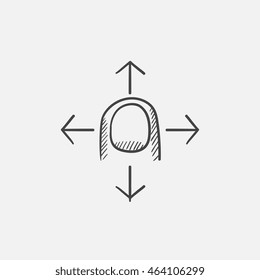 Move gesture sketch icon for web, mobile and infographics. Hand drawn vector isolated icon.