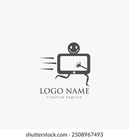 Move happy logo, fast, move, happy, finance, run logo fully editable vector template