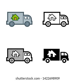 Move House Truck Icon in Different Color and Style