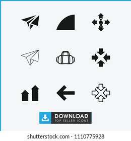 Move icon. collection of 9 move filled and outline icons such as arrow up, back, angle, sport bag. editable move icons for web and mobile.