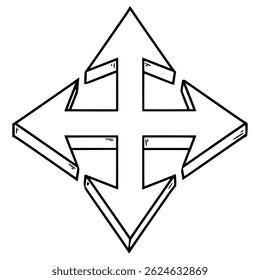 move icon illustration hand drawn outline vector