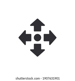 Move icon. Logo template. Extend. Resize icon. Enlarge button. Crossroads. Direction movement. Move symbol. Repulse icon. Push away sign. Direction arrows. Arrows. Moving. Drag and drop. Position icon
