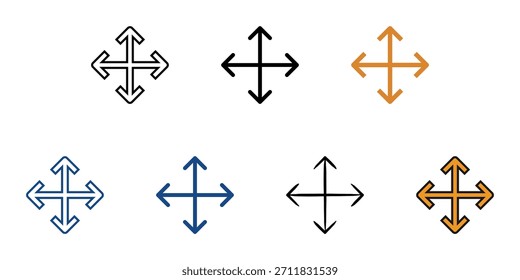 Move icon set multiple style vector collection. Editable Stroke 
