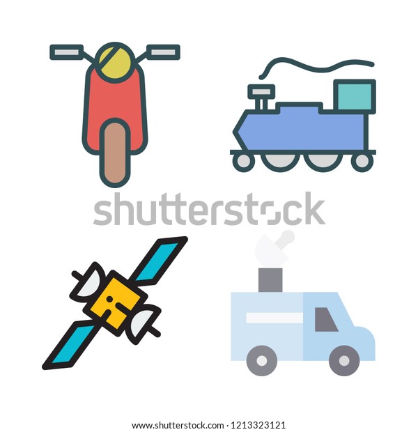move icon set. vector set about train, scooter and\
van icons set.