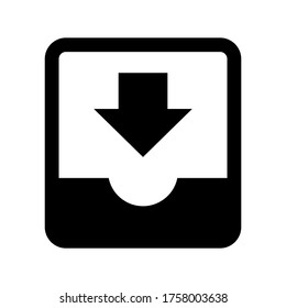 Mover al vector de icono de bandeja de entrada aislado en fondo blanco.