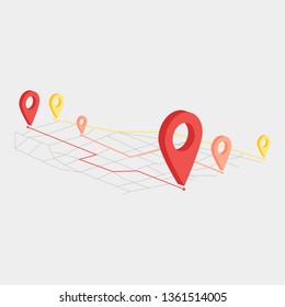 Move location icon in flat style. Pin gps vector illustration on white isolated background. Navigation business concept