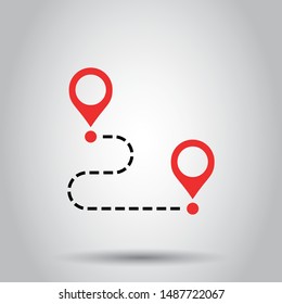 Move location icon in flat style. Pin gps vector illustration on isolated background. Navigation business concept.