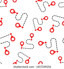 Move location icon seamless pattern background. Pin gps vector illustration on white isolated background. Navigation business concept.