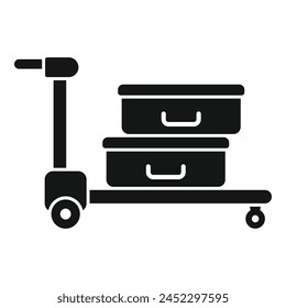 Move luggage trolley icon simple vector. Move weight. Help package