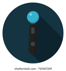 Move motion controller icon. Illustration in flat style. Round icon with long shadow.