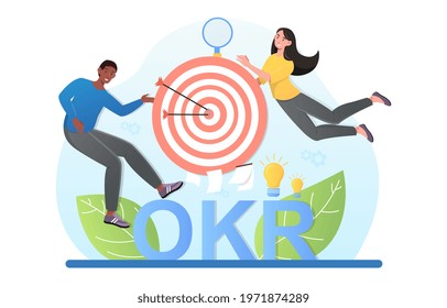 Move up motivation for leadership, the path to the target achievement, online hero image. Flat abstract metaphor cartoon vector illustration concept design banner. Isolated on white background.