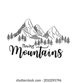move mountains logo, winter mountain landscape