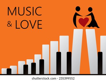 Move and Music Artwork, Music Stairs towards Lover, Beautiful Love art (vector Art)