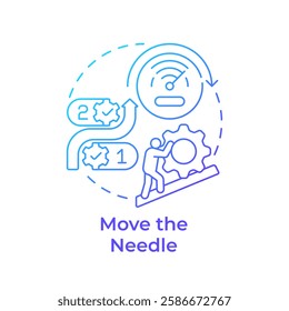 Move the needle blue gradient concept icon. Business performance, progress. Workflow, management. Round shape line illustration. Abstract idea. Graphic design. Easy to use in infographic